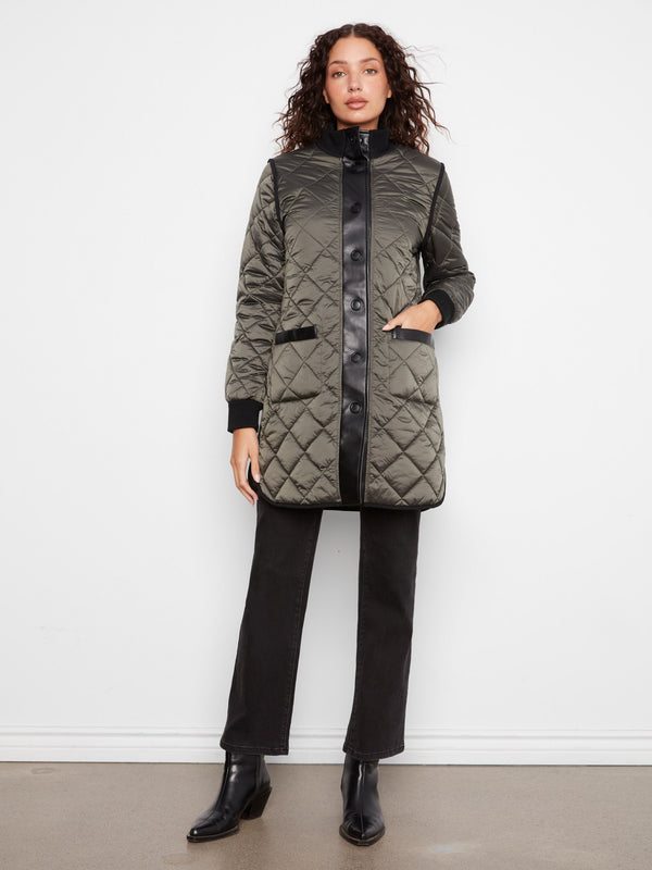 Reversible Long Quilted Puffer Jacket - Spruce