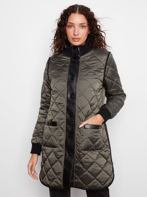 Reversible Long Quilted Puffer Jacket - Spruce