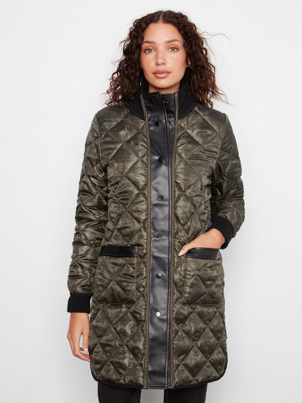 Reversible Long Quilted Puffer Jacket - Spruce