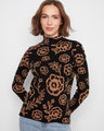 Elegant mock neck sweater with floral pattern and long sleeves, crafted for a slim fit by Charlie B.