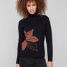 Slim fit sweater with a striking leaf design, perfect for versatile styling by Charlie B.