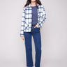 Plaid jacket featuring a classic shirt collar in moonlight, perfect for stylish layering by Charlie B.