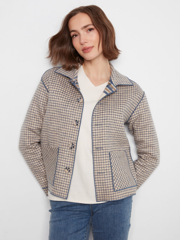 Reversible Plaid Jacket - Ecru