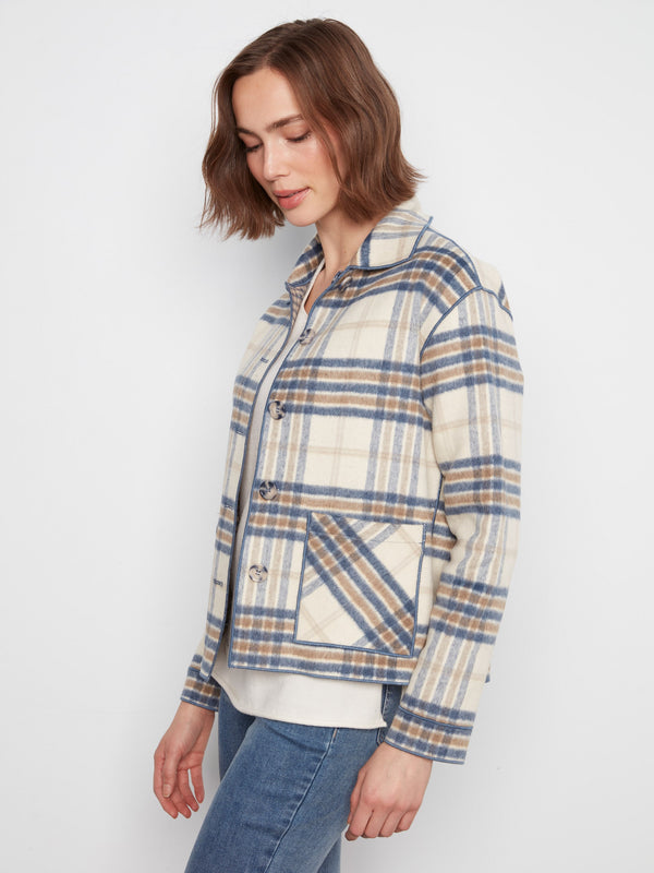 Reversible Plaid Jacket - Ecru