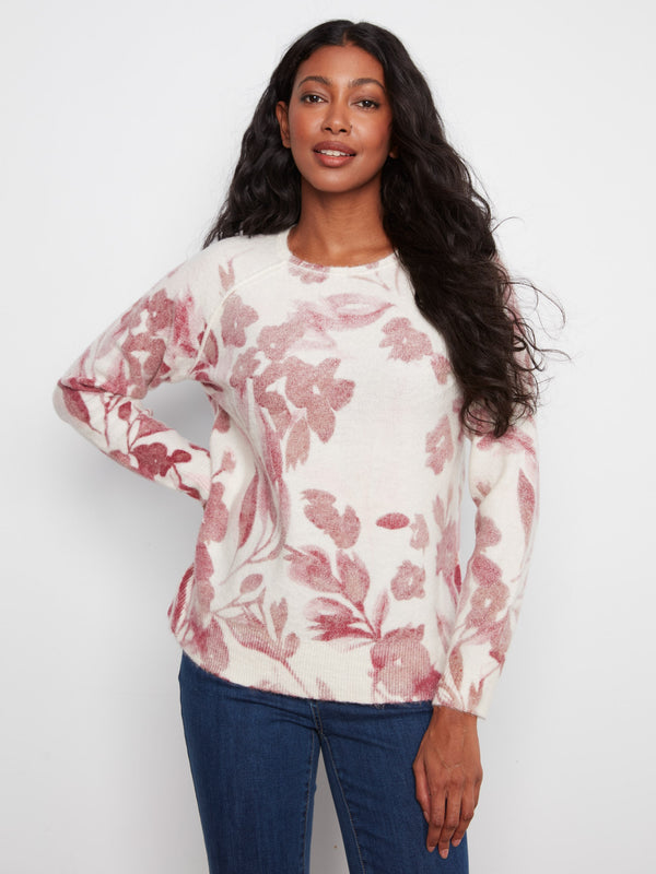 Reversible Printed Crew Neck Sweater - Blossom