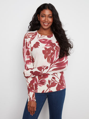 Chic reversible floral sweater featuring a stylish design with long sleeves by Charlie B.