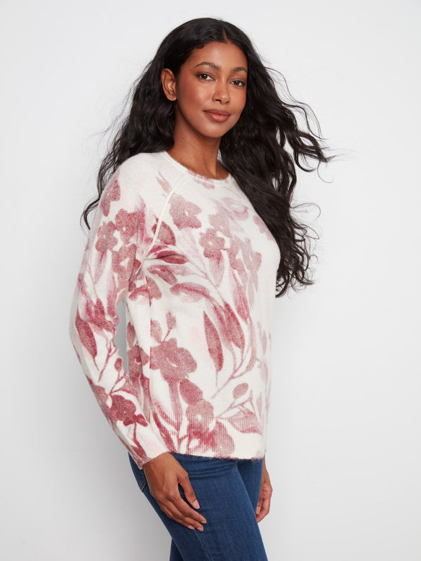 Reversible Printed Crew Neck Sweater - Blossom