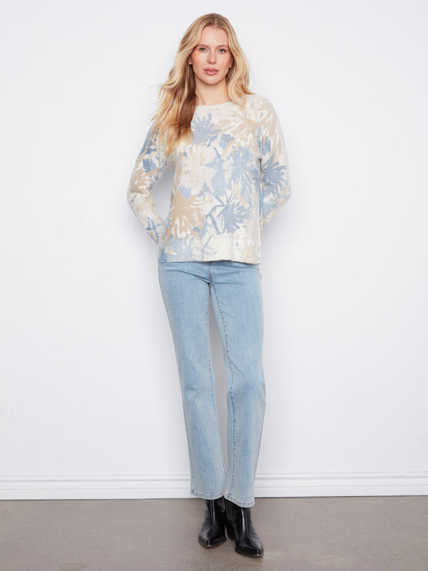 Reversible Printed Crew Neck Sweater - Stamps