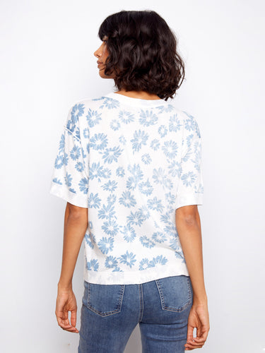 Elevate your look with this beautifully patterned crew neck top, offering both style and comfort in one piece by Charlie B.