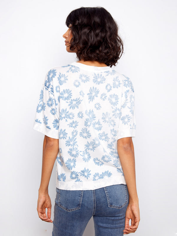 Elevate your look with this beautifully patterned crew neck top, offering both style and comfort in one piece by Charlie B.