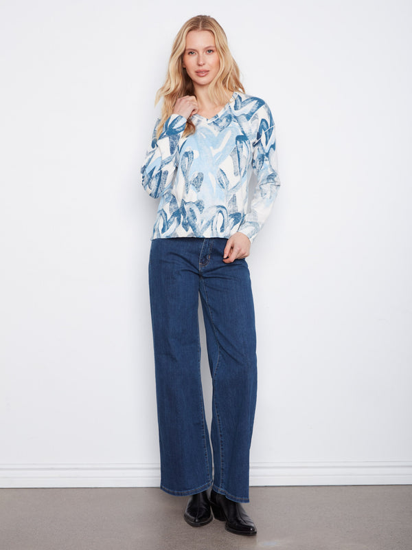 Reversible Heart V-Neck Sweater - Splatter