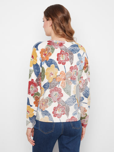 The long sleeves on this colorful floral top provide warmth while maintaining an elegant appearance for everyday wear by Charlie B.