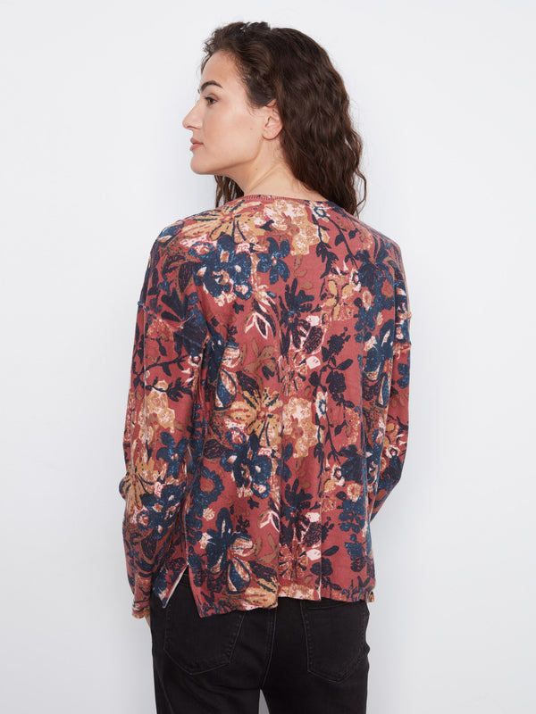 Reversible Floral V-Neck Sweater - Passion