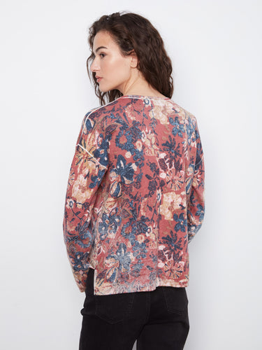 Relaxed drop shoulder style adds to the comfort and modern appeal of this cotton blend blouse. By Charlie B.