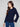 Ribbed navy sweater designed with attention to detail, showcasing stylish button accents on the sleeves for added flair by Charlie B.