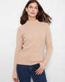 Beige ribbed knit sweater with a mock neck, offering a slim fit for an elegant look by Charlie B.