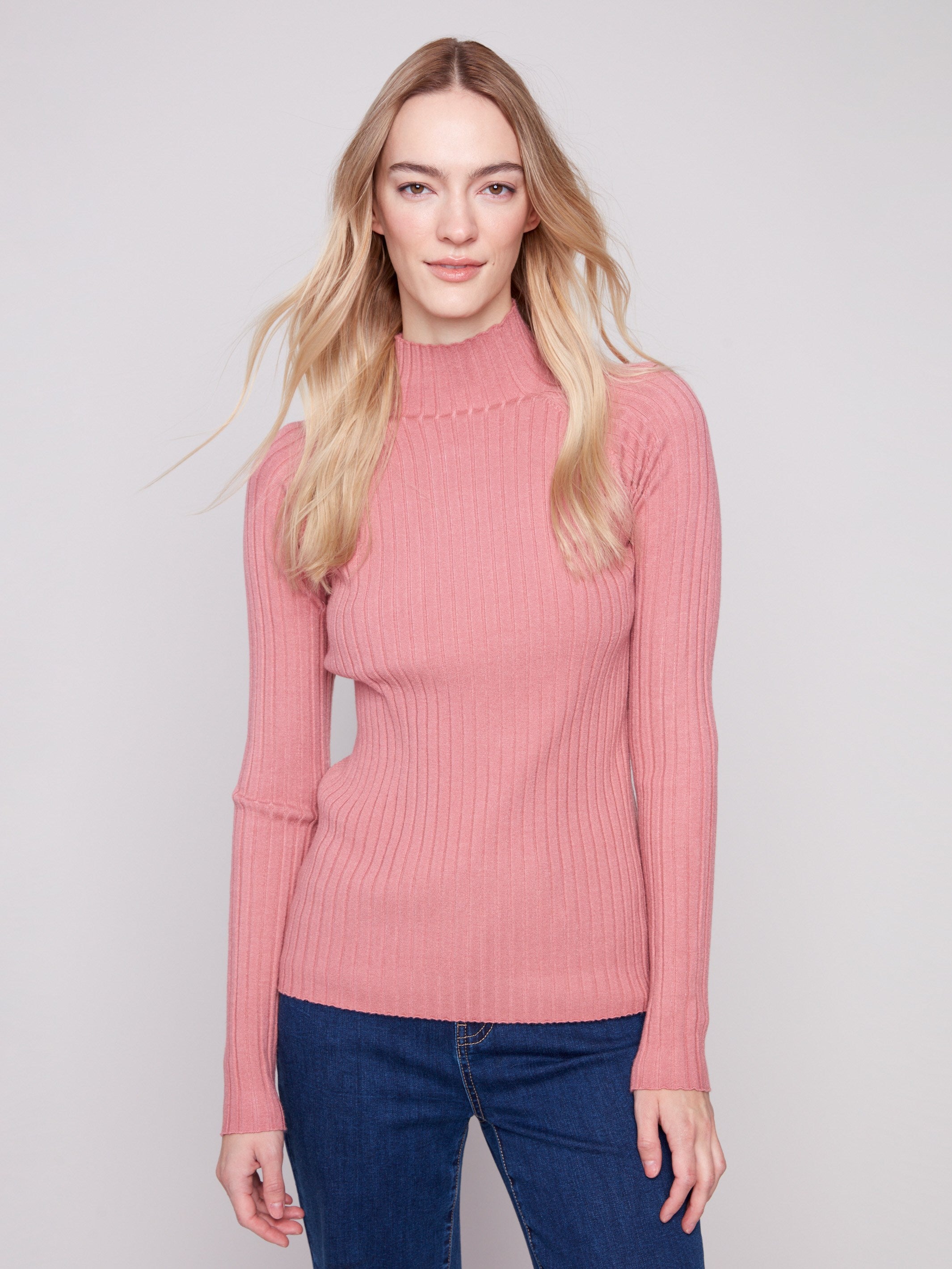 Primrose sweater featuring a chic mock neck design, adding elegance to any outfit by Charlie B.