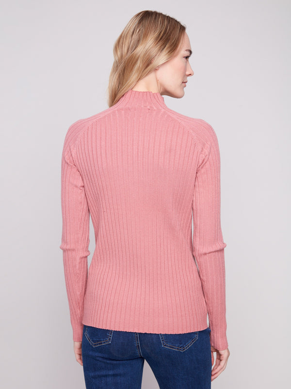 Ribbed knit texture enhances the stylish appeal of this primrose sweater by Charlie B.