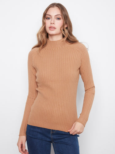 Elegant mock neck sweater with a slim fit silhouette, perfect for any occasion. Made by Charlie B.