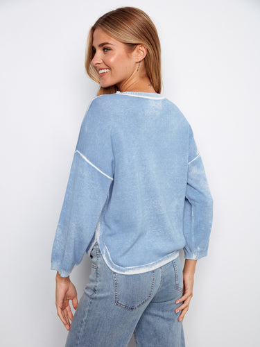 Comfortable cotton top showcasing trendy 3/4 sleeves and a flattering crew neckline, perfect for any occasion by Charlie B.