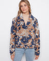 Sherpa flocked coat showcasing a floral pattern with snap-button closure for a chic look by Charlie B.