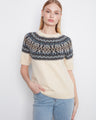 Ecru sweater featuring a soft brushed knit with a geometric pattern, perfect for cozy days by Charlie B.