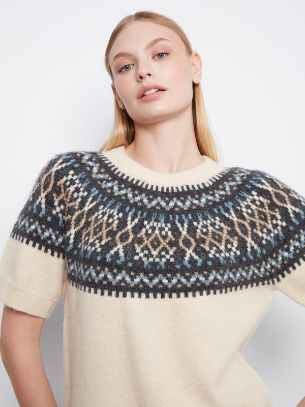 Short Sleeve Ski Sweater - Ecru