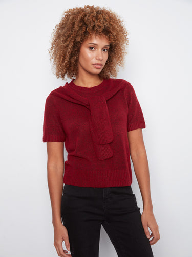 Charming red shirt with short sleeves, crafted from soft knit fabric that ensures comfort and style by Charlie B.