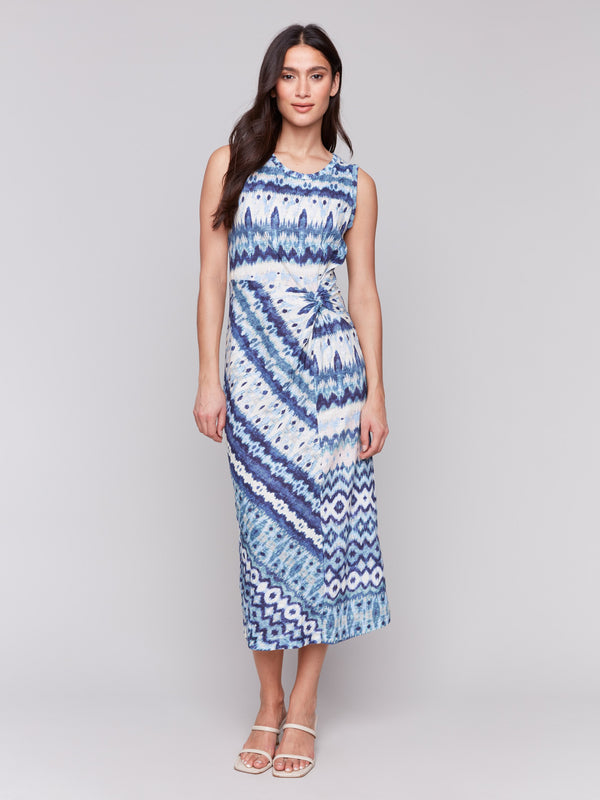 Midi length dress with a soft cotton feel and abstract design by Charlie B.