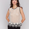 Natural color top with a crew neckline, perfect for any occasion by Charlie B.