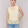 Lemonade crochet top with intricate floral pattern by Charlie B.
