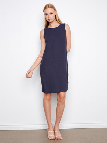 linen shift dresses Sleeveless Linen Blend Dress - Navy | Dresses