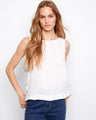 White linen top featuring a high-low hem for added style by Charlie B.