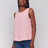 Guava linen tank top featuring a modern high-low hem by Charlie B.