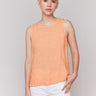 Papaya linen tank top featuring a crew neckline by Charlie B.
