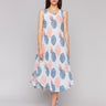 Rayon dress with a floral pattern and round neck, showcasing a flowy silhouette by Charlie B.