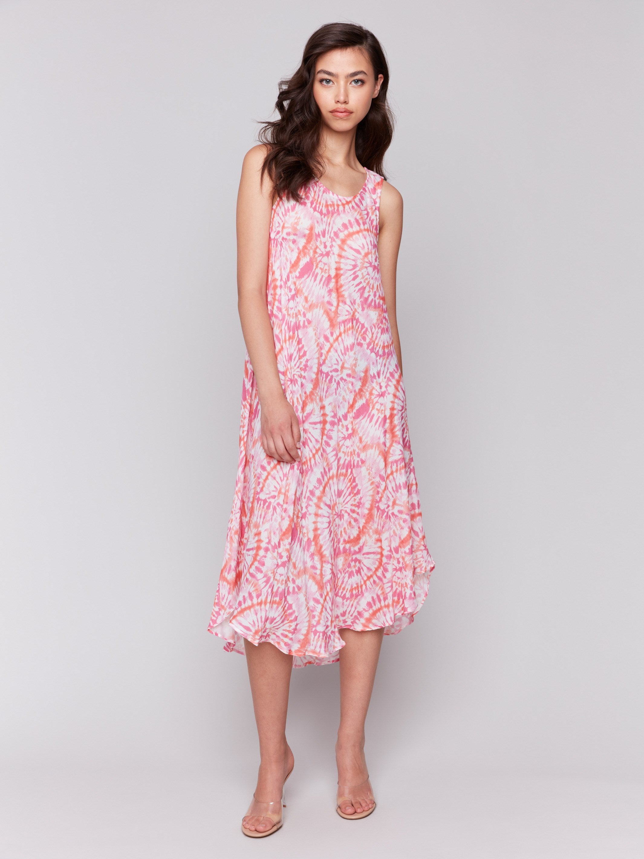 Midi length dress featuring a sleeveless design by Charlie B.