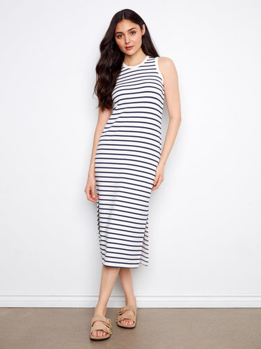 Stay chic with this striped dress designed in soft stretch scuba fabric, ensuring all-day comfort and elegance. By Charlie B.