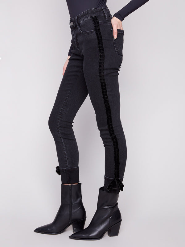 Elegant charcoal jeans crafted from stretch denim fabric for comfort and flexibility by Charlie B.