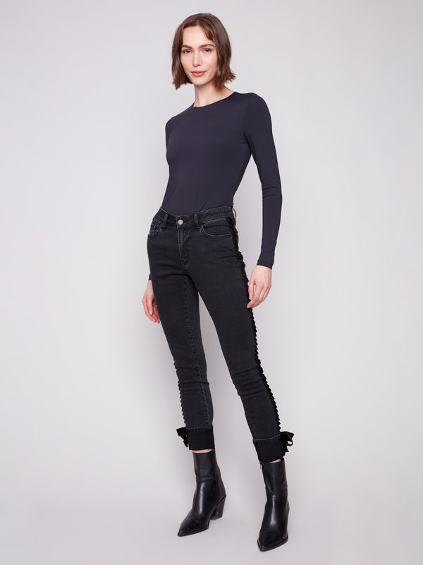 Embrace the regular rise of these charcoal slim leg jeans for an effortlessly chic silhouette by Charlie B.