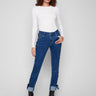 Indigo jeans featuring a stylish slim fit and folded hem, perfect for a chic look by Charlie B.