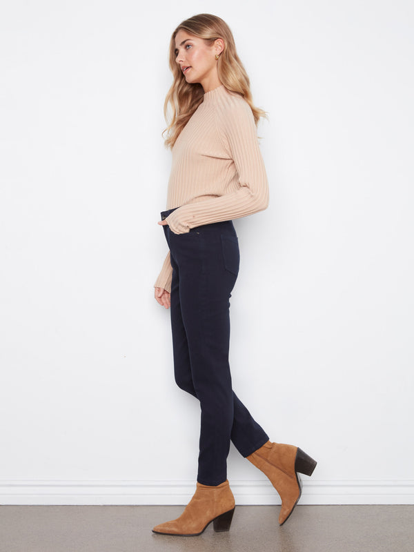 Slim Leg Twill Pants - Navy