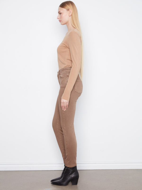Slim Leg Twill Pants - Truffle