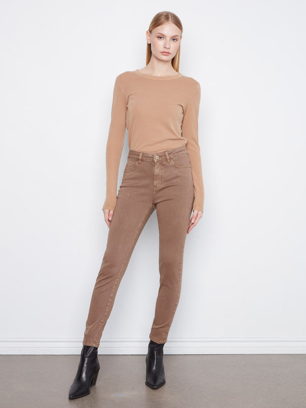 Slim Leg Twill Pants - Truffle