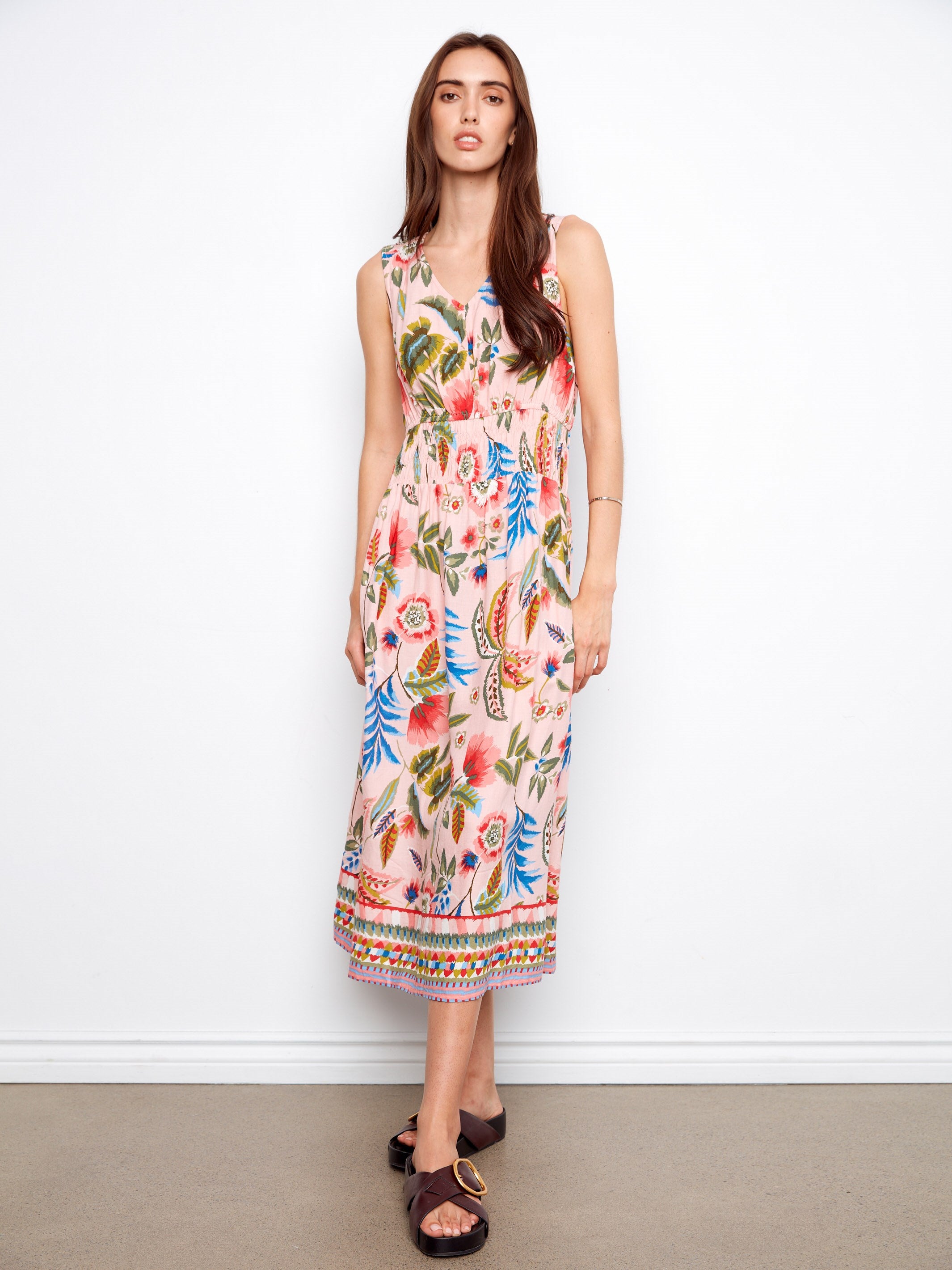 Women's Smocked Viscose Dress | Gardenia | Charlie B Women's Smocked Viscose Dress | Gardenia | Charlie B