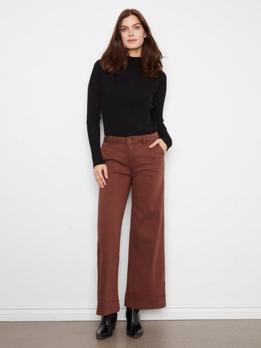 The full length of these pants provides an elegant silhouette by Charlie B.