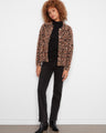Leopard print jacket with a relaxed fit and button-front closure, crafted in soft fuzzy knit by Charlie B.