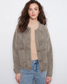 Cozy jacket with a classic shirt collar, perfect for layering over your favorite tops. Designed by Charlie B.