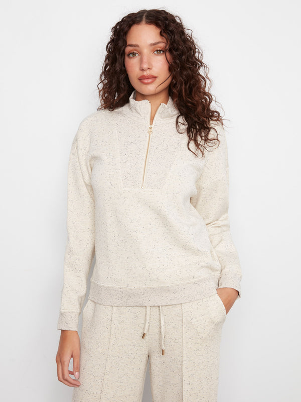 Soft Scuba Half-Zip Sweatshirt - Cookie & Cream