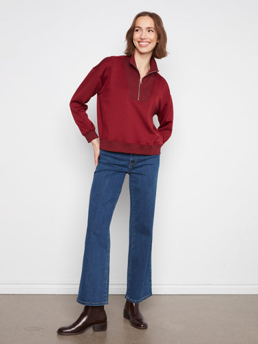 Long sleeves on this brown half-zip provide warmth while maintaining a casual look by Charlie B.